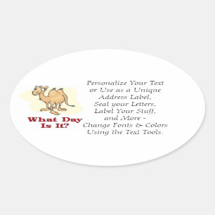 Kamel - welcher Tag ist es? Ovaler Aufkleber
