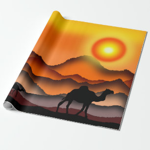 Kamel-Wrap-Geschenkpapier zum Sonnenuntergang Geschenkpapier