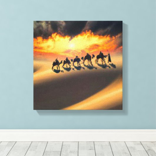 Kamelbahn überquert die Wüste Leinwanddruck (Insitu (Holzboden))