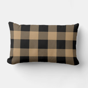 Kamelbraun Schwarz Büffel Karo Plaid Lendenkissen