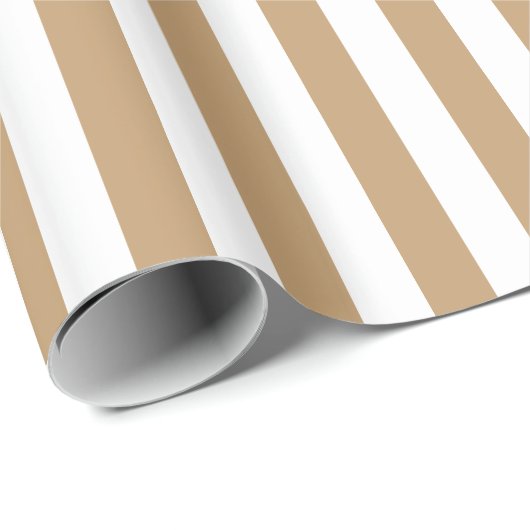 Kamelbraun-weiß gestreift geschenkpapier (Rolleneckpunkt)