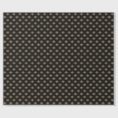Kamelbraune Fleur-de-lis auf Schwarz Geschenkpapier (Flach)