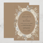 Kamelbraune rustikale Hochzeit in Bio-Optik Einladung (Vorne/Hinten)
