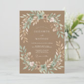 Kamelbraune Serene Rustikale Hochzeit Einladung (Stehend Vorderseite)