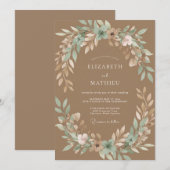 Kamelbraune Serene Rustikale Hochzeit Einladung (Vorne/Hinten)