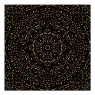 Kamelbrauner Mandala mit eleganter Symmetrie Poster