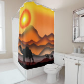 Kamele am Sonnenuntergang Duschvorhang der Wüste - (Beispiel)