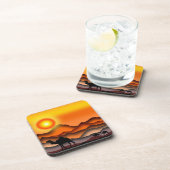 Kamele am Sunset Wüste Untersetzer (Rechte Seite)