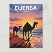 Kamele auf der Insel Djerba Tunesien Postkarte