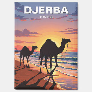 Kamele auf der Insel Djerba Tunesien Postkarte Magnet