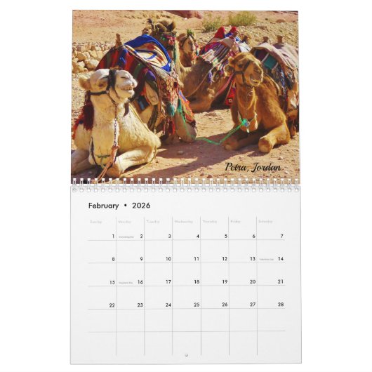 Kamele des Mittlere Ostens Kalender (Feb 2026)
