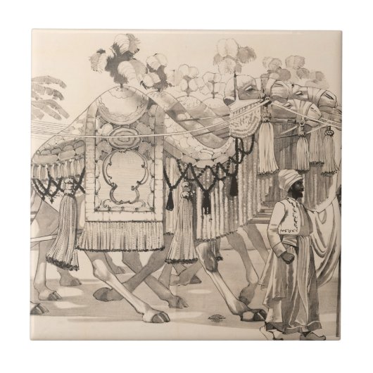 Kamele, die in Kostümen verkleidet sind Fliese (Vorderseite)