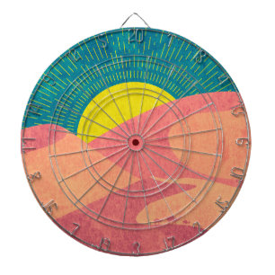 Kamele durchqueren Sanddüne in der Wüste Dartscheibe
