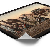 Kamele halten in der Wüste, Palästina Poster (Ecke)