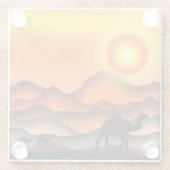 Kamele in schöner Wüste Sonnenuntergang - Gemälde Glasuntersetzer (Rückseite)