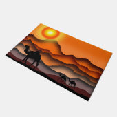 Kamele in Sunset Wüste Türmat Fußmatte (Schrägansicht)