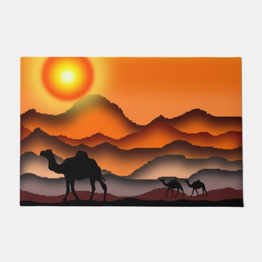 Kamele in Sunset Wüste Türmat Fußmatte (Vorderseite)