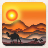 Kamele in Wüstenpapier-Untersetzer Rechteckiger Pappuntersetzer (Vorderseite)