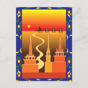 Kamele jenseits der Stadt Postkarte
