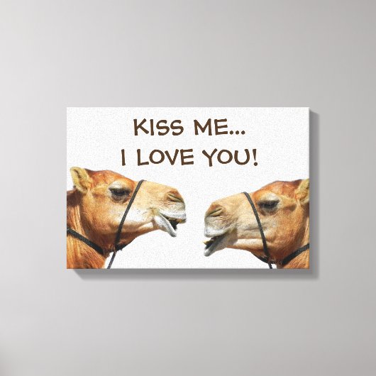 Kamele Küssen Funny Wrapped Canvas Leinwanddruck (Vorderseite)