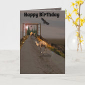 Kamele wandern zu wunderland, Geburtstag Karte (Gelbe Blume)