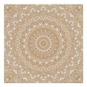 Kamelfarbenes Mandala-Muster-Design Poster