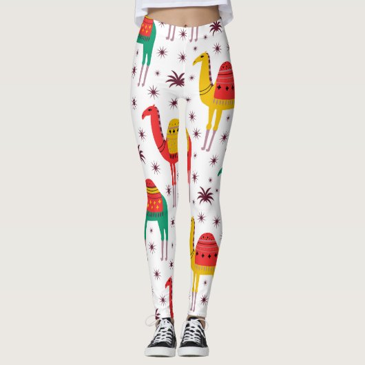 Kamelflache Farbe, dekoratives Muster. Leggings (Vorderseite)