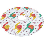 Kamelflache Farbe, dekoratives Muster. Polyester Weihnachtsbaumdecke (Schrägansicht)