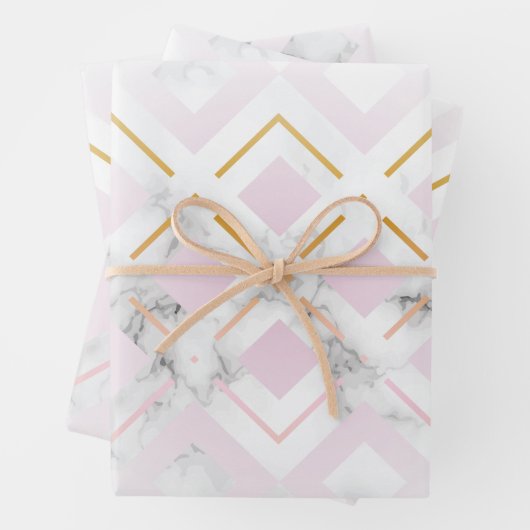 Kamelias geometrisches Muster 4 Geschenkpapier Set (Beispiel)