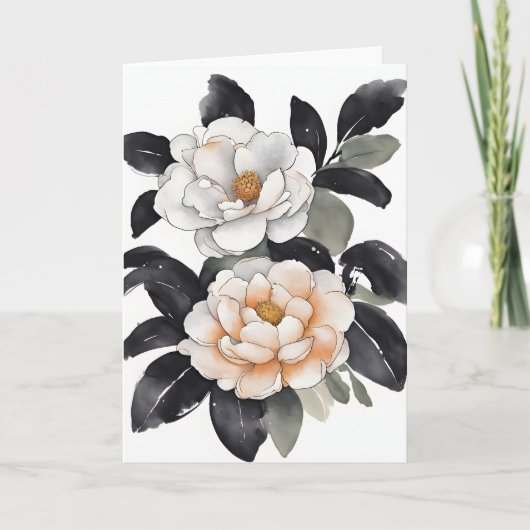Kamelie - Aquarellblumen Karte (Vorderseite)