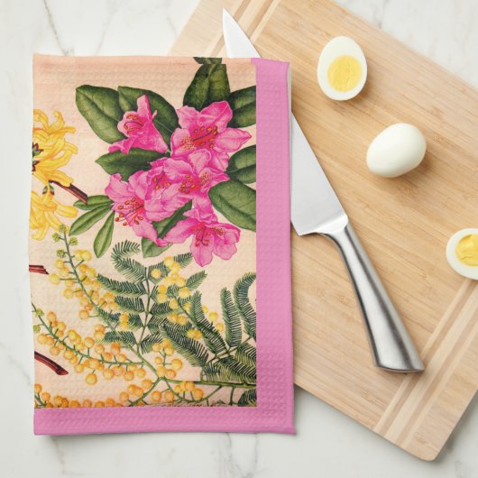 Kamelie, Forsythia, Rhododendron und Akazie Handtuch (Viertel Falte)