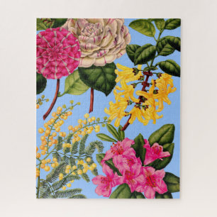 Kamelie, Forsythia, Rhododendron und Akazie Puzzle