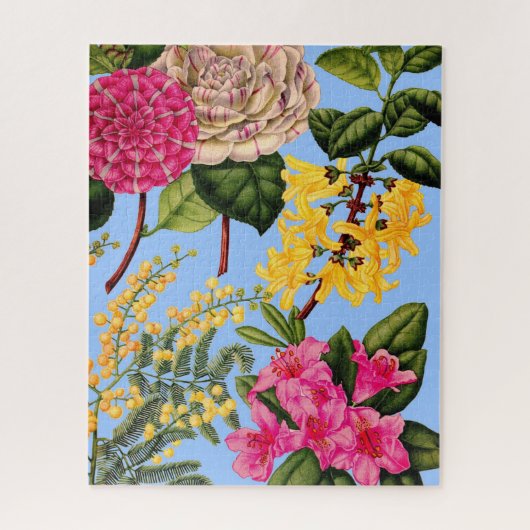 Kamelie, Forsythia, Rhododendron und Akazie Puzzle (Vertikal)