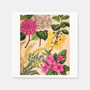 Kamelie, Forsythia, Rhododendron und Akazie Serviette