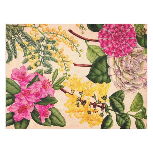 Kamelie, Forsythia, Rhododendron und Akazie Tischdecke (Vorderseite (Horizontal))