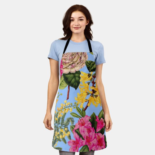 Kamelien-, Forsythia-, Rhododendron- und Akaziendr Schürze (Getragen)