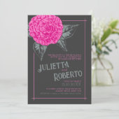Kamelien-Hochzeit, rosa, graubraun Einladung (Stehend Vorderseite)