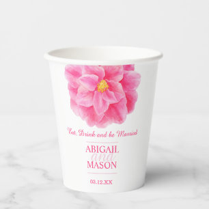 Kamelien-Rosa-Aquarellfarben-Blume Pappbecher