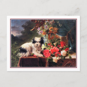 Kamelien und Terrier Postkarte