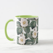 Kameliendekor auf Weiß Tasse (Links)
