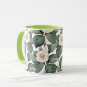 Kameliendekor auf Weiß Tasse (Vorderseite Links)