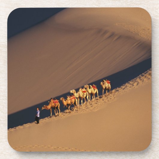 Kamelkarawane auf der Wüste, Dunhuang, Gansu Untersetzer (Vorderseite)