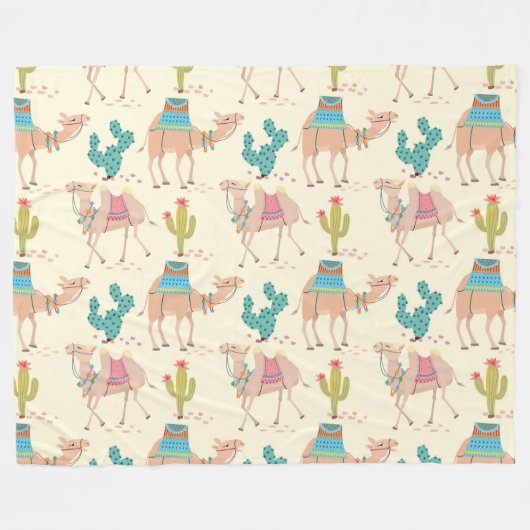 Kamelmuster, Kaktusmuster, Wüstendruck Fleecedecke (Vorderseite (Horizontal))