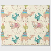 Kamelmuster, Kaktusmuster, Wüstendruck Geschenkpapier (Flach)