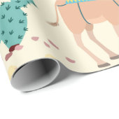 Kamelmuster, Kaktusmuster, Wüstendruck Geschenkpapier (Rolleneckpunkt)