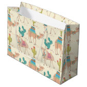 Kamelmuster, Kaktusmuster, Wüstendruck Große Geschenktüte (Vorderseite Schrägansicht)