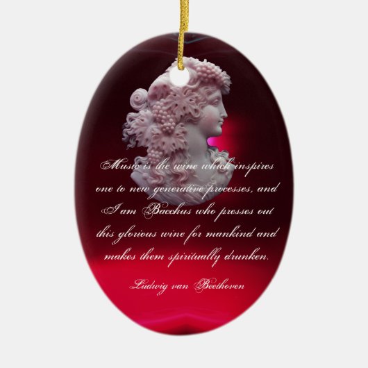 KAMEO ANTIQUE, LADY MIT GRABEN, WEIN UND MUSIK KERAMIK ORNAMENT (Vorne)