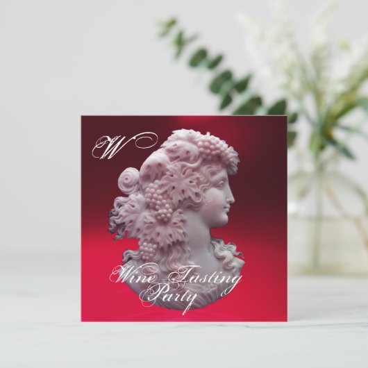 KAMEO, LADY UND GRAPEN WEIN PARTY AUSPROBIEREN EINLADUNG (Stehend Vorderseite)