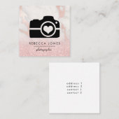 Kamera auf rosa Marmorstein Quadratische Visitenkarte (Vorne/Hinten)
