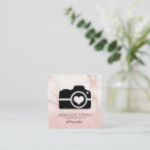 Kamera auf rosa Marmorstein Quadratische Visitenkarte (Stehend Vorderseite)